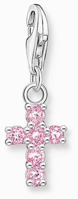 Thomas Sabo Charm Club Pink Stone Set Cross Silver Pendant 2032-051-9
