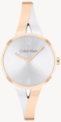Calvin Klein Women's Joyful (30mm) Silver Dial / Two-Tone Stainless Steel Bangle Bracelet 25100028