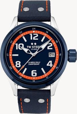 TW Steel Volante World Rally Championship Special Edition (45mm) Blue Dial / Blue Canvas Hybrid Strap Watch VS92