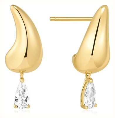 Ania Haie Gold Curved Teardrop Dangle Stud Earrings E078-04G