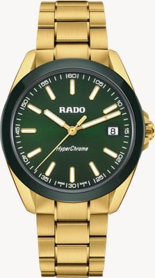 RADO HyperChrome Quartz (41.5mm) British Racing Green Dial / Gold PVD Stainless Steel Bracelet R32283313