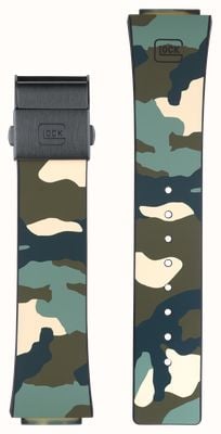 GLOCK Precision Forest Camouflage Silicone Strap / Black Hardware (24mm) - STRAP ONLY GB-PU-CAMOFOREST-BC-24