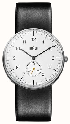 Braun BN0024 Classic Small-Seconds Quartz (40mm) White Dial / Black Leather Strap Watch BN0024WHBKG