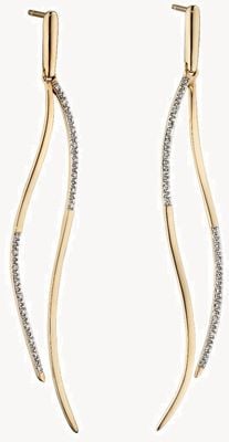 Elements Gold 9ct Yellow Gold Diamond Drop Statement Earrings GE2193