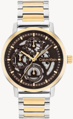 Calvin Klein GAUGE Multifunction Quartz (41mm) Brown Skeleton Dial / Two-Tone Stainless Steel Bracelet 25200564