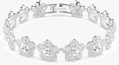 Swarovski x Ariana Grande Flower Round-Cut Rhodium-Plated Bracelet 5749182