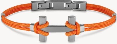 Amarrage Bracelet - Orange Nylon And Sandblasted Light Titanium