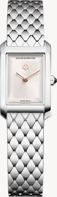 Baume & Mercier Hampton Quartz (17.7 x 28mm) Warm Silver Sun-Satin Dial / Satin-Polished Stainless Steel Bracelet Watch 10860