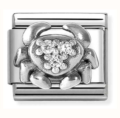 Nomination Composable Classic Link Cancer Zodiac Crab Cubic Zirconia Sterling Silver Plated Stainless Steel 330326/04