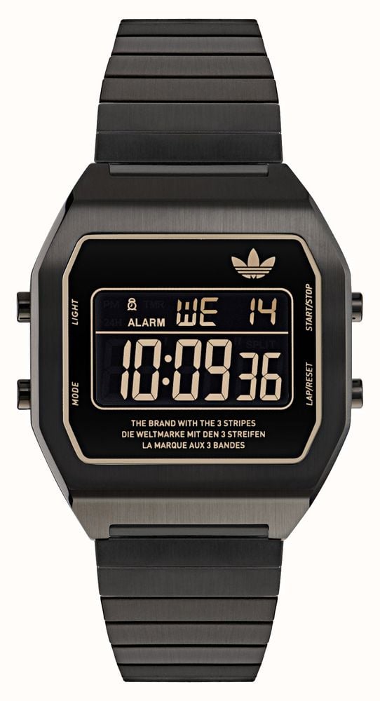 Adidas DIGITAL TWO 36mm Digital Dial Black Stainless Steel Bracelet AOST24059 First Class Watches