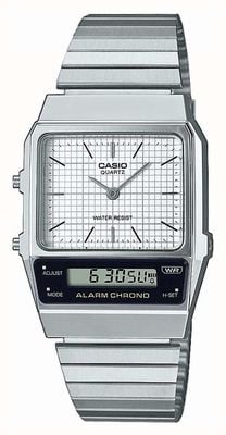Casio Vintage Dual-Display (32.1mm) White Dial / Stainless Steel AQ-800E-7AEF