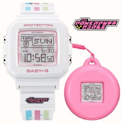 Casio BABY-G PowerPuff Girls Collaboration (49.7mm) Digital Dial / White Resin Strap BGD-10KPP-7ER