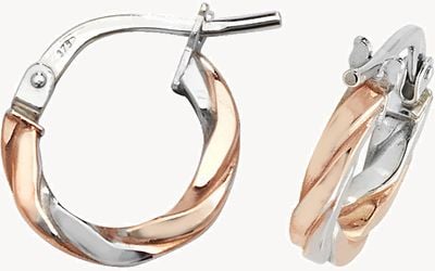 Treasure House 9ct Rose/White Gold 08mm Hoop Earrings ER1041RW-08