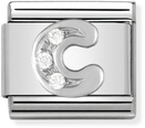 Nomination Classic Letter C Sterling Silver & Steel Cubic Zirconia Charm 330301/03