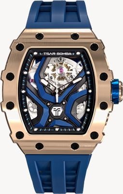 TSAR BOMBA Elemental Series Automatic (43.5mm) Blue Skeleton Dial / Blue Silicone Strap TB8206A-03