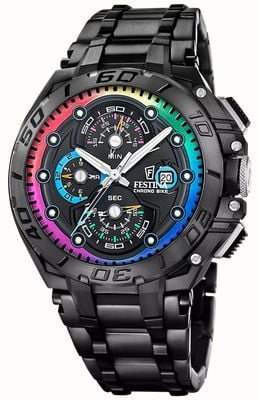 Festina Chrono Bike 2026 Limited Edition (46mm) Black Dial / Stainless Steel Bracelet + Rubber Straps F20761/1