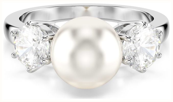 Swarovski Matrix Ring Crystal Pearl White Crystals Rhodium Plated Size 55 5689630