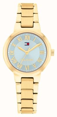 Tommy Hilfiger BECCA Three-Hand Quartz (28mm) Ice Blue Dial / Gold PVD Stainless Steel Bracelet 1782904