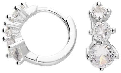 Cubic Zirconia Graduated 3 Stone Huggie H6078/S