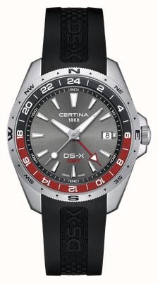 Certina DS-X Quartz GMT (41mm) Grey Dial / Black Rubber Strap C0474521708101