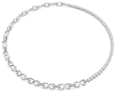 Swarovski Matrix necklace, S-shape, Round cut, White, Rhodium plated 5747732