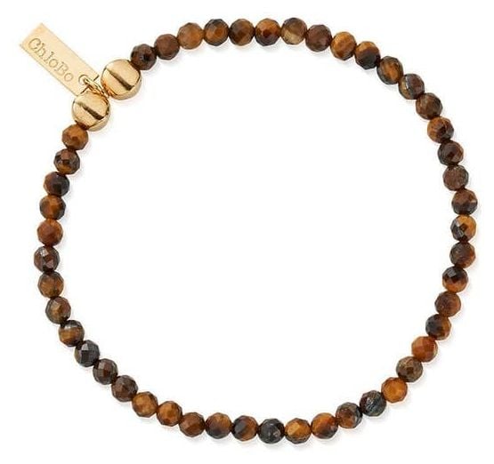 ChloBo GBTESBM MAN Beads Tiger's Eye Bracelet - Gold Plated Jewellery