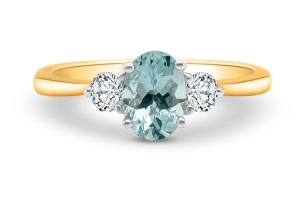 James Moore SL9168AQ 9ct Yellow Gold Aquamarine And Diamond Jewellery