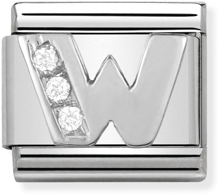 Nomination Classic Letter W Sterling Silver & Steel Cubic Zirconia Charm 330301/23