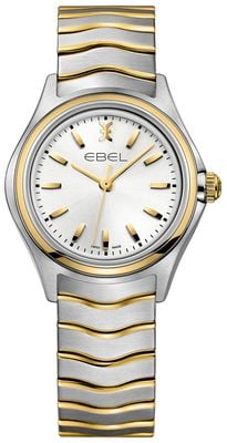 EBEL Wave 18K (30mm) Silver Galvanic Dial / Two-Tone Stainless Steel Wave-Link Bracelet 1216195