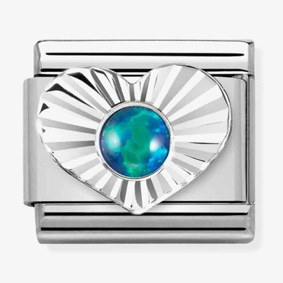 Nomination Classic Heart Green Opal Sterling Silver Charm 330508/26