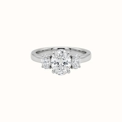 Platinum 3 Stone Oval And Pear Ring 0.72ct J14664