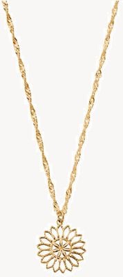 ChloBo Twisted Rope Chain Flower Mandala Necklace Gold Plated GNTR3279