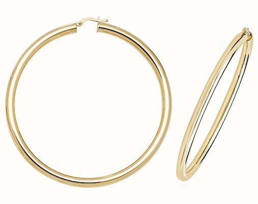 James Moore TH 9k Yellow Gold Hoop Earrings 60 mm ER1004-60