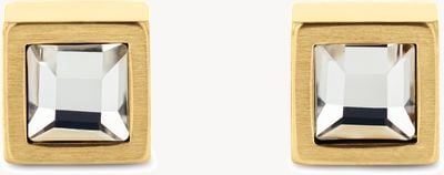 Calvin Klein Essentials Links Square-Shaped Crystal Stud Earrings Gold PVD 35100076