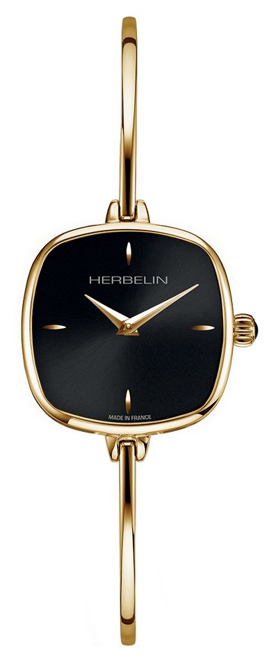 Herbelin 17207BP14 Fil Women's Black Dial Gold PVD Bangle Watch