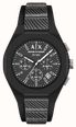 Armani Exchange Quartz Chronograph (44mm) Black Sketch Dial / Black Sketch Silicone Strap AX4174