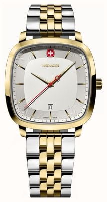 Wenger Vintage Classic Quartz (37mm) Silver Sandblasted Dial / Two-Tone Stainless Steel Bracelet 01.1921.104