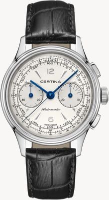 Certina DS Automatic Chronograph (42mm) White Dial / Black Leather Strap C0384621603700