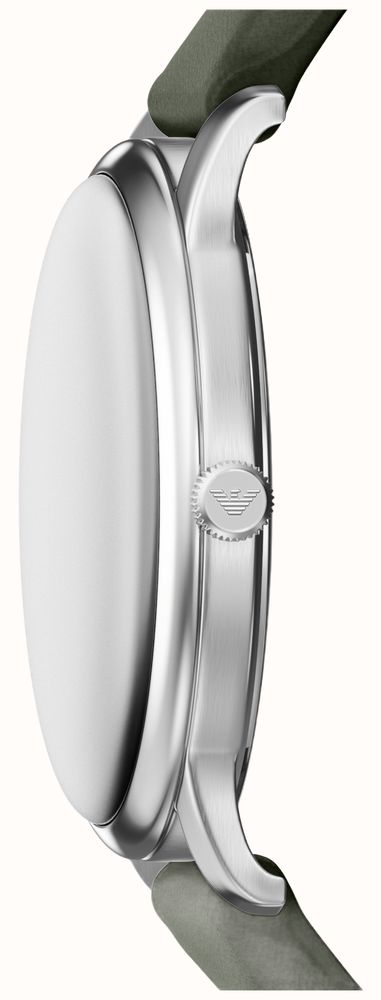 Emporio Armani Three-Hand Quartz (39mm) Cream Sunray Dial / Green Leather Strap AR11811 - alternate view 3