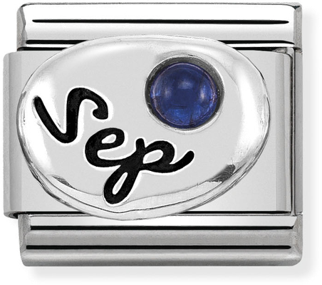 Nomination Classic September Birthstone Sapphire Sterling Silver & Steel Charm 330505/09