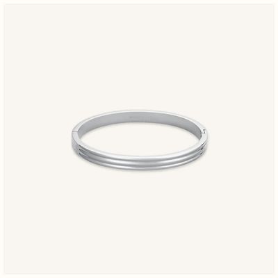 Rosefield Jewellery Ladies Striped Stainless Steel Silver Bangle JBSBS-J1042