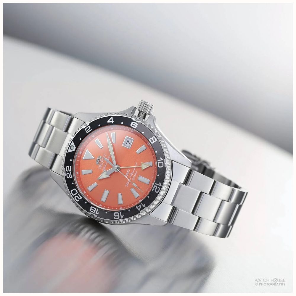 Orient Men's Mako GMT Automatic Orange Dial Stainless Steel Bracelet RA-BC0004Y30B - alternate view 5
