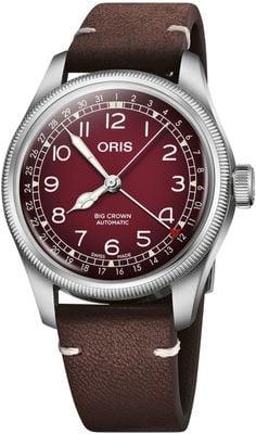 ORIS x Cervo Volante Big Crown Pointer Date Automatic (40mm) Burgundy Dial / Dark Brown Leather Strap Watch 01 754 7785 4038-SET