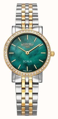 Roamer Scala Crystal (28mm) Green Mother-of-Pearl Dial / Two-Tone Stainless Steel Bracelet 976830 47 70 50