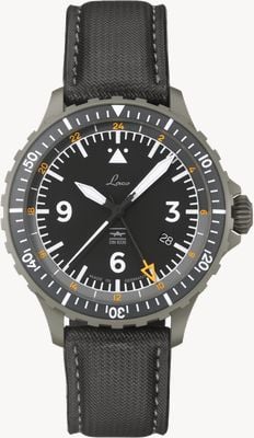 Laco Hamburg GMT DIN 8330 (43.5mm) Black Dial / Black Water-Resistant Nytech Strap 862165