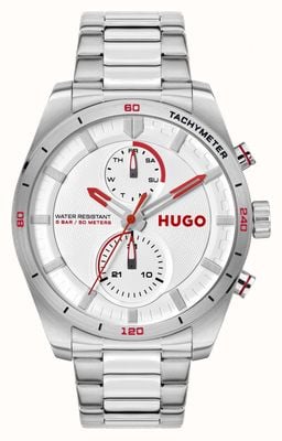 HUGO Men's #Fast (44mm) White Dial / Stainless Steel Bracelet 1530373