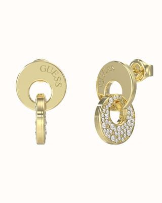 Guess Blooming Summer Ladies Interlink Disc Gold Tone Earrings UBE05221RH