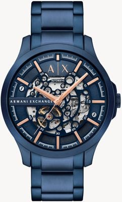 Armani Exchange Men's Automatic (46mm) Blue Skeleton Dial / Blue Stainless Steel Bracelet AX2457