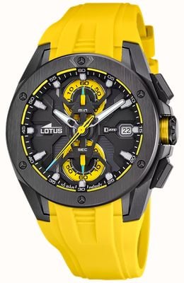 Lotus Vortex Quartz Chronograph (44mm) Black & Yellow Dial / Yellow Rubber Strap L18943/1