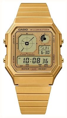 Casio Vintage Illuminator (33.9mm) Digital Display / Gold PVD Stainless Steel Bracelet A130WEG-9AEF